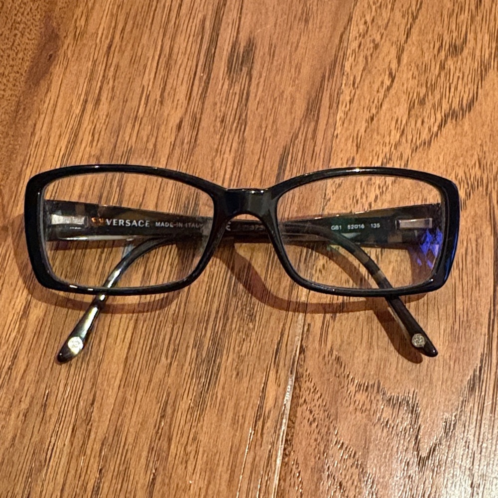 Versace Black Rectangular Glasses